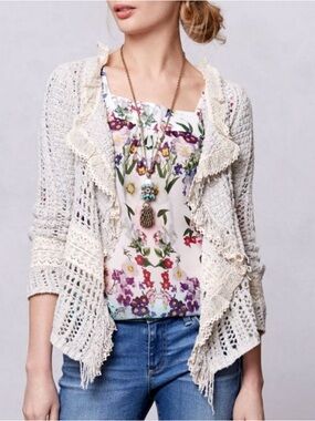 ANTHROPOLOGIE➕Knitted & Knotted Morning Petals Cardigan